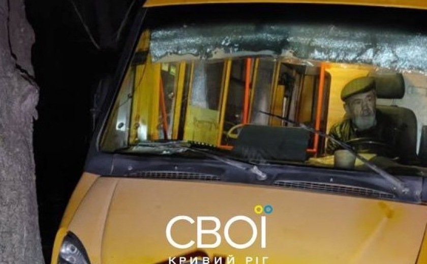 У Кривому Розі маршрутка протаранила авто, знесла паркан та врізалась у дерево